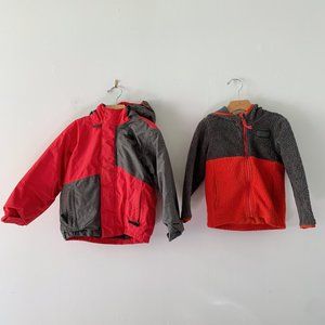 The North Face Lot 4T Boy's Winter Snow Coat & Fleece Jacket Gray Red